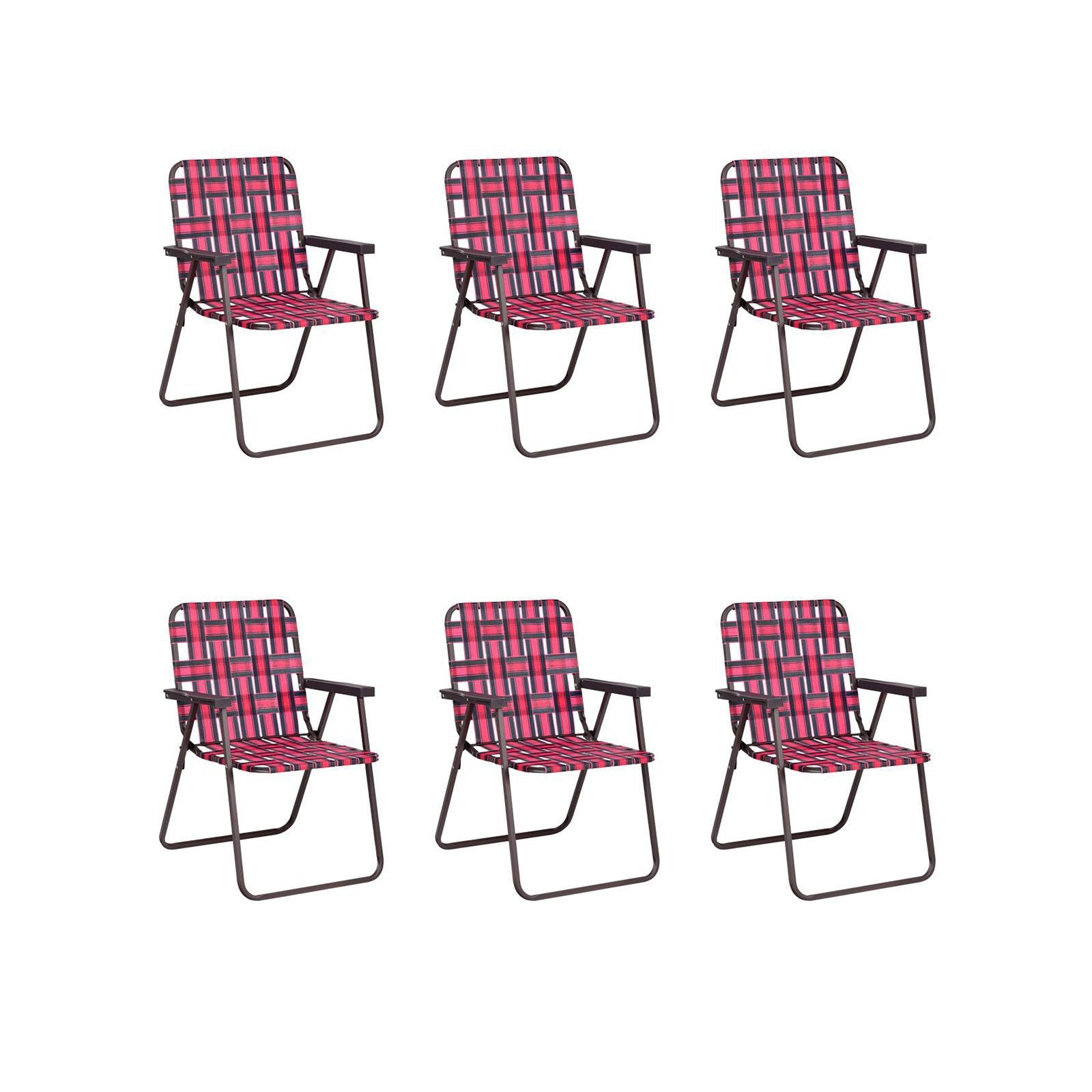6 Pieces Folding Beach Chair Camping Lawn Webbing Chair-Blue
