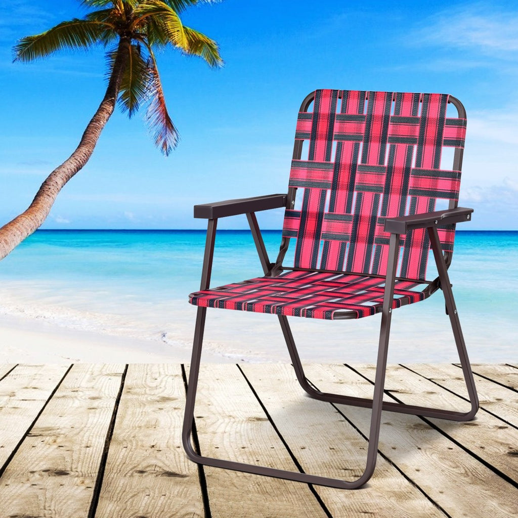 6 Pieces Folding Beach Chair Camping Lawn Webbing Chair-Blue