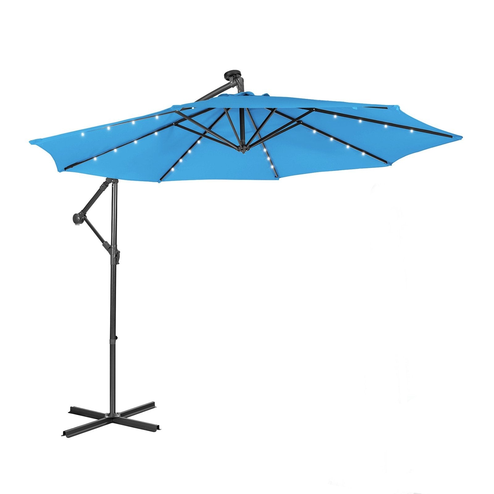 10 Feet Patio Solar Powered Cantilever Umbrella with Tilting System-Beige