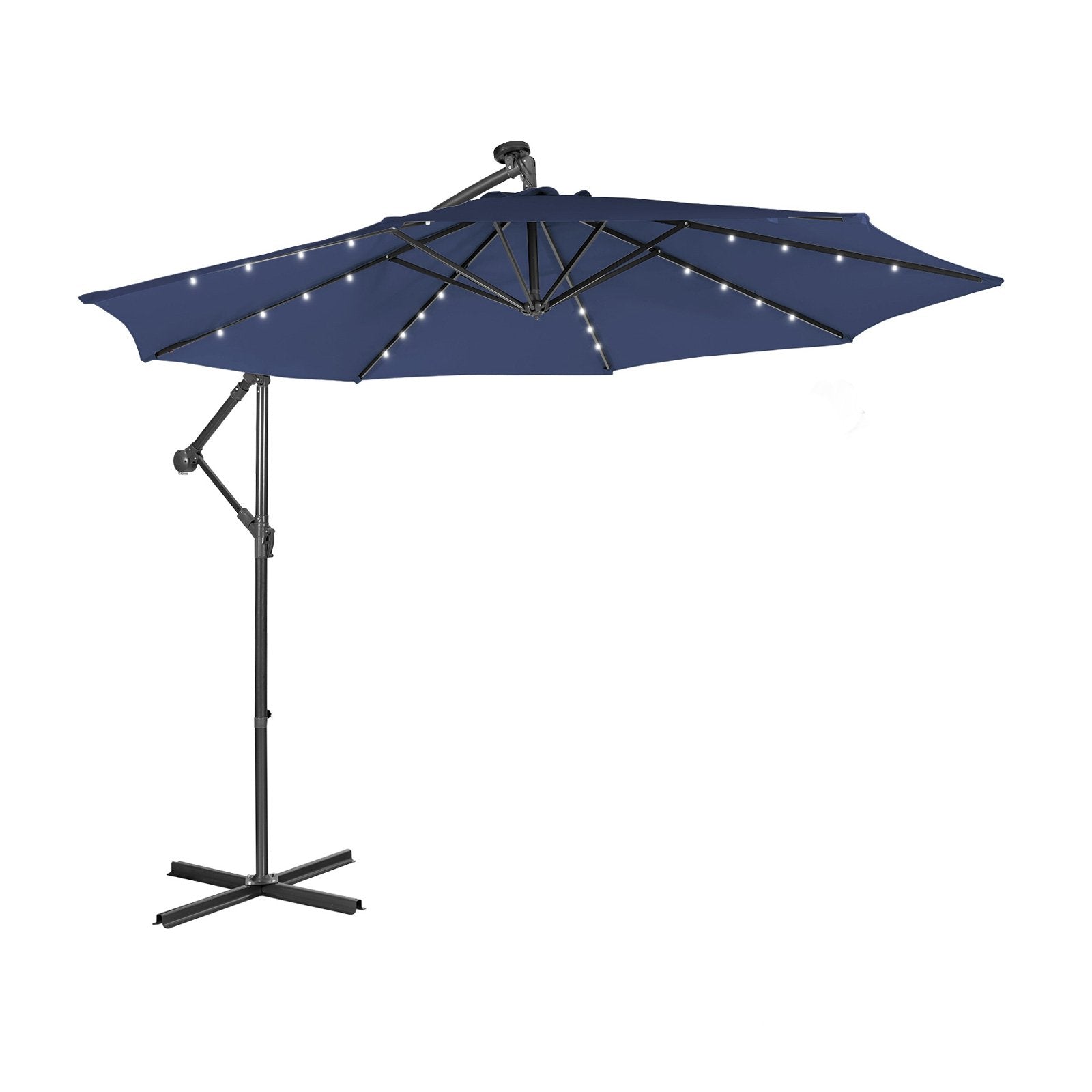10 Feet Patio Solar Powered Cantilever Umbrella with Tilting System-Beige