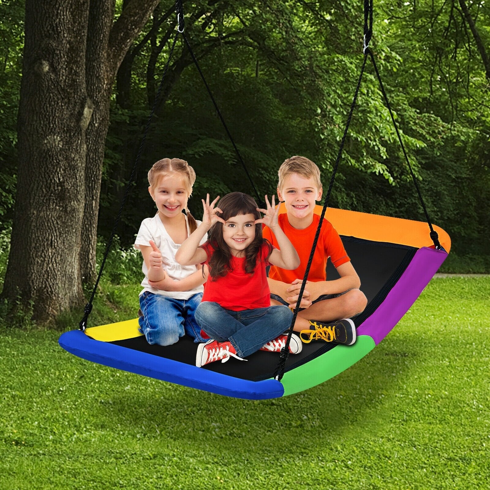700lb Giant 60 Inch Platform Tree Swing for Kids and Adults-Blue