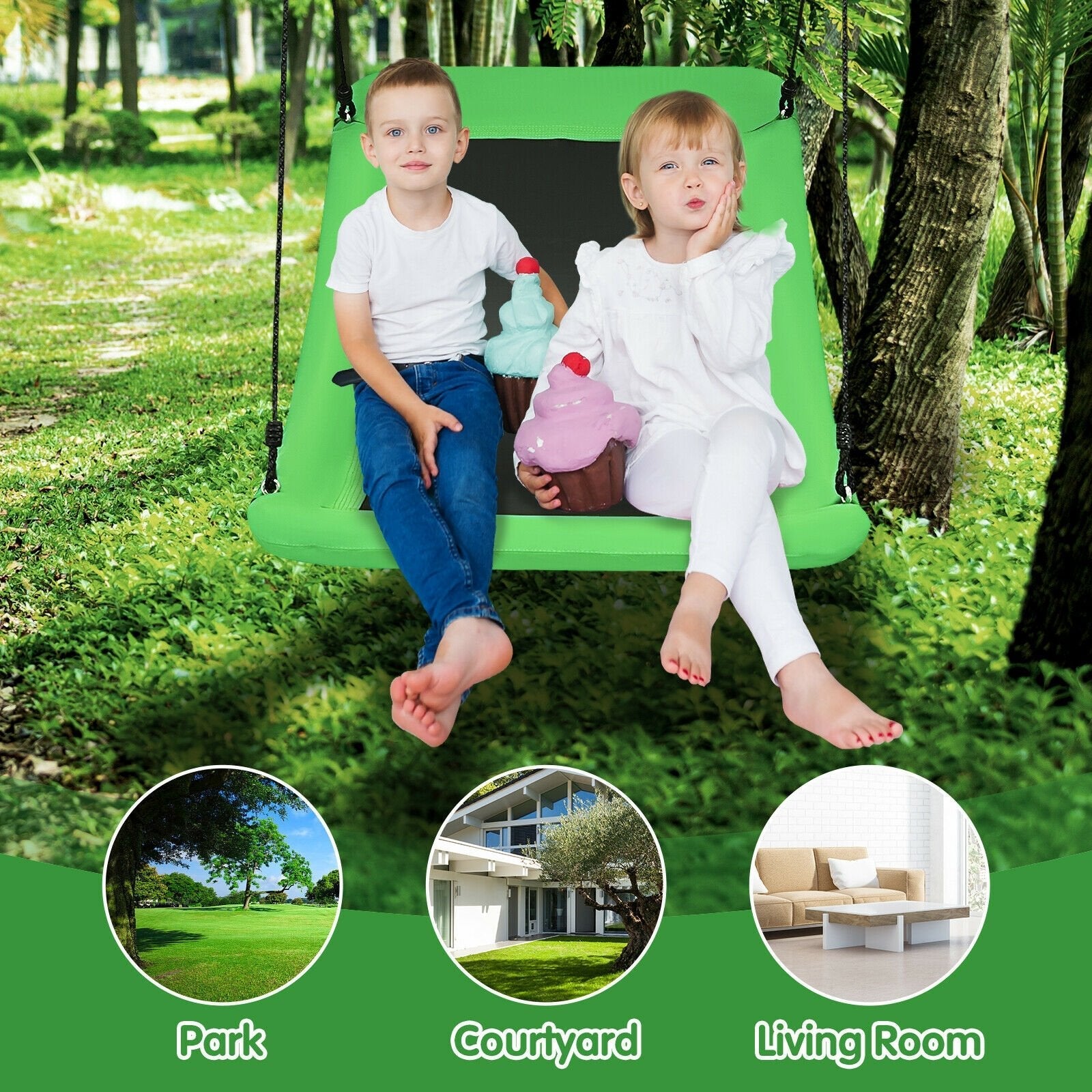 700lb Giant 60 Inch Platform Tree Swing for Kids and Adults-Blue