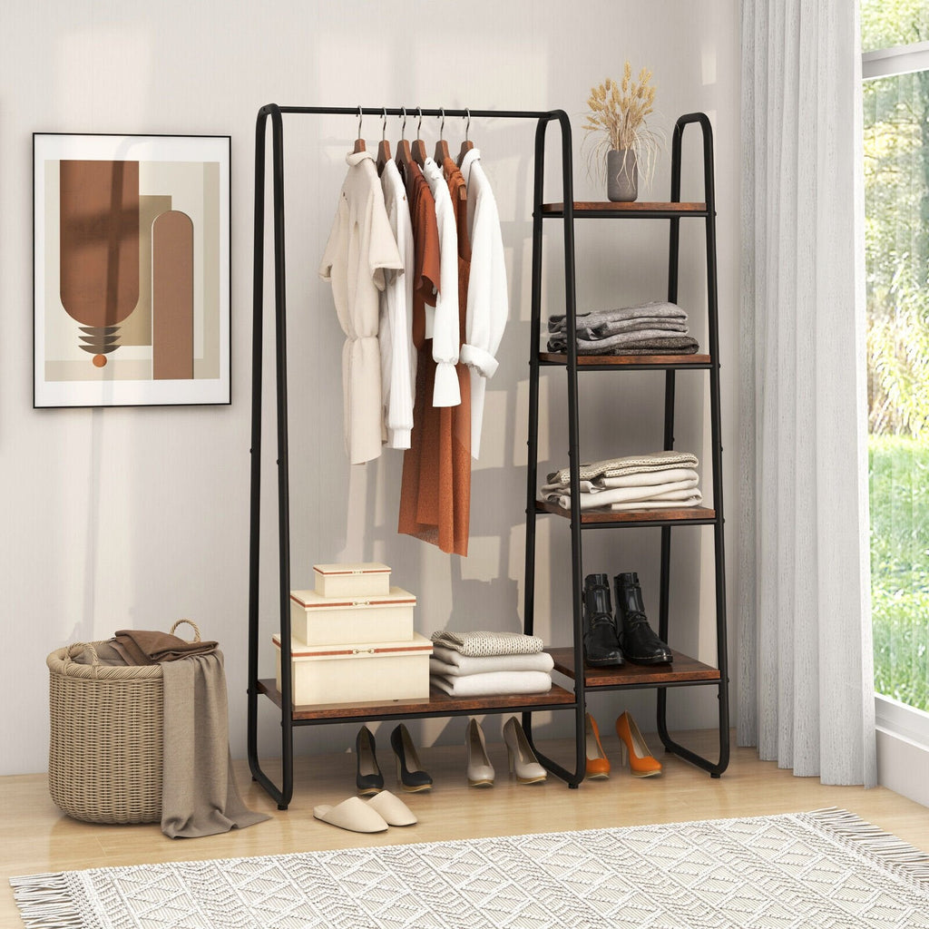 Clothes Rack Free Standing Storage Tower with Metal Frame