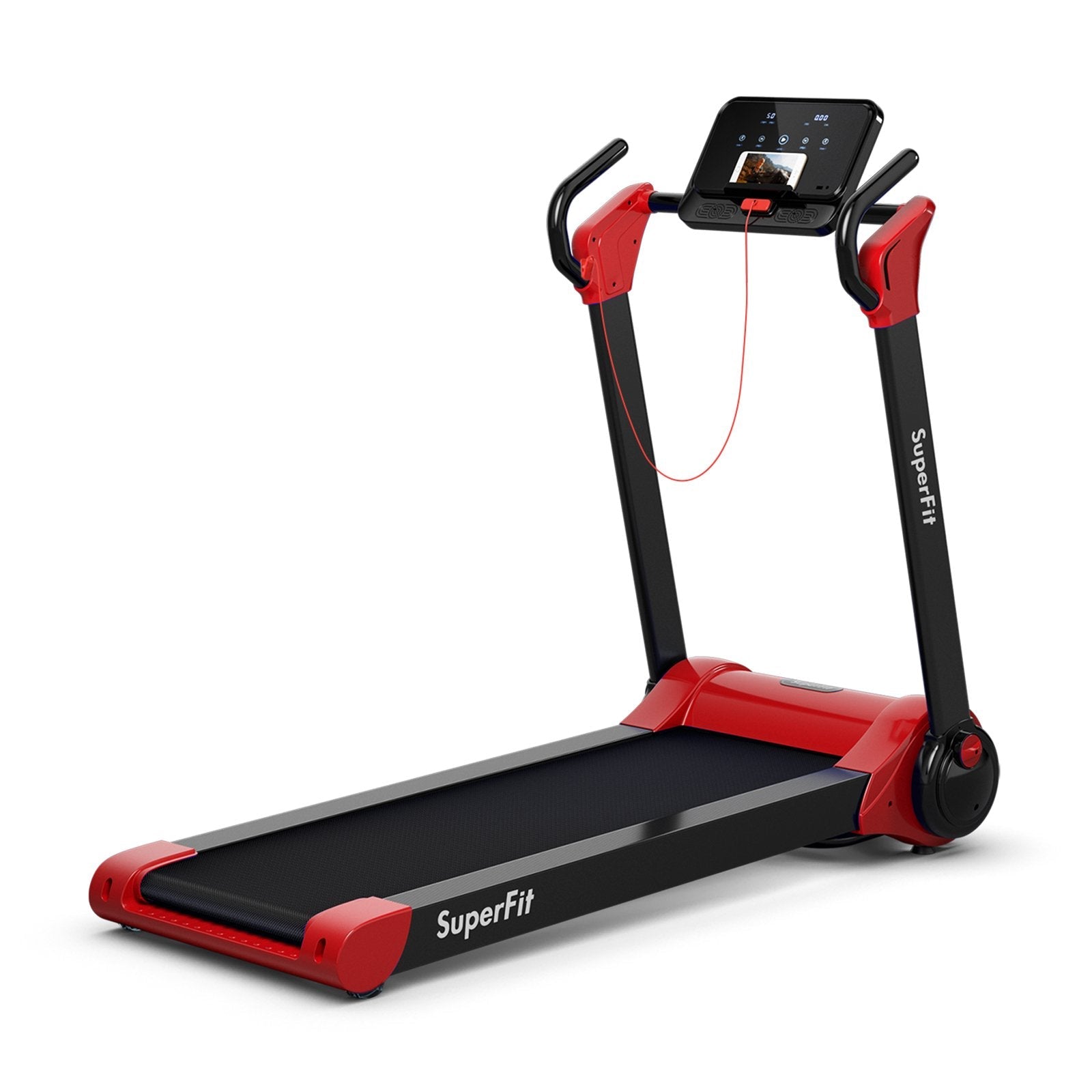 2.25 HP Electric Motorized Folding Running Treadmill Machine with LED Display and APP Control-Black