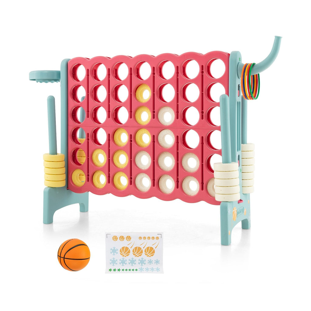 4-in-a-Row Connect Game with Basketball Hoop and Toss Ring-Blue