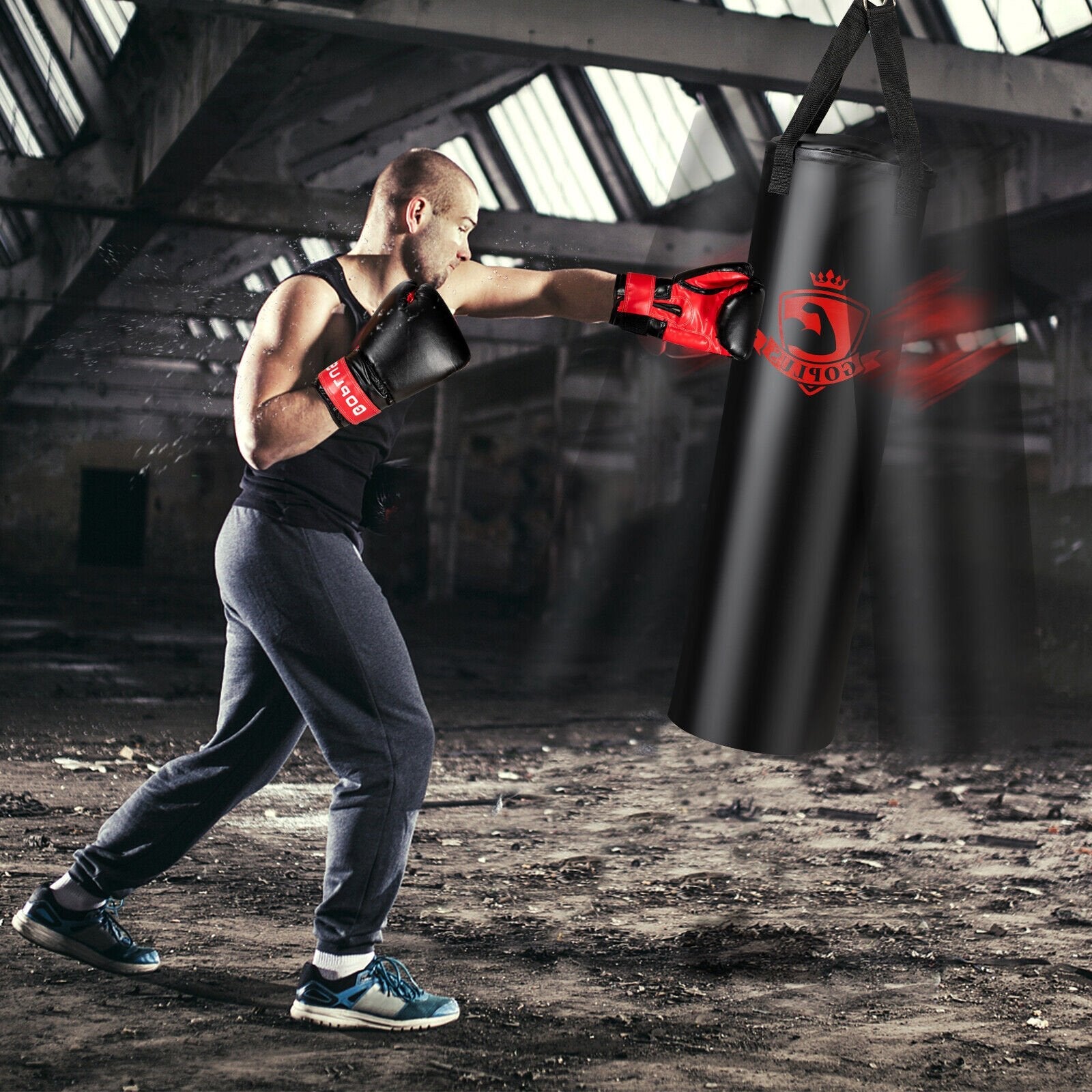 Filled Punching Bag Set for Adults- 56 lbs
