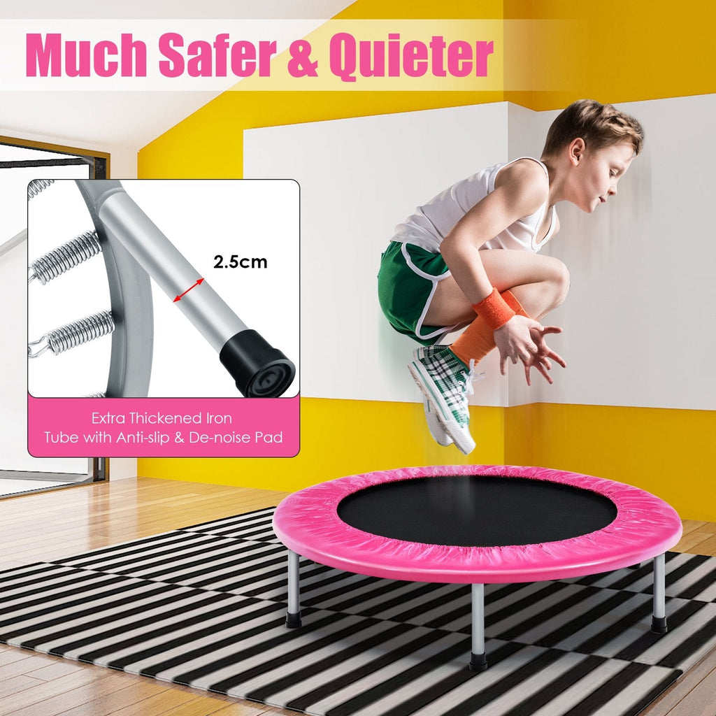 38 Inch Mini Folding Trampoline Portable Leisure Fitness Backboard-Blue