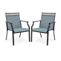 Patio Chairs Set of 2 with All Weather Breathable Fabric-Blue
