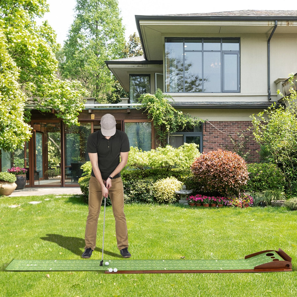 Golf Putting Mat Practice Training Aid with Auto Ball Return and 3 Hole Sizes