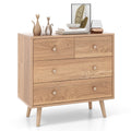 4-Drawer Dresser Cabinet Storage Organizer Rubber Leg with Rail-Walnut