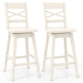 Swivel 24-Inch Counter Height Stool Set of 2 with Inclined Backrest-Walnut