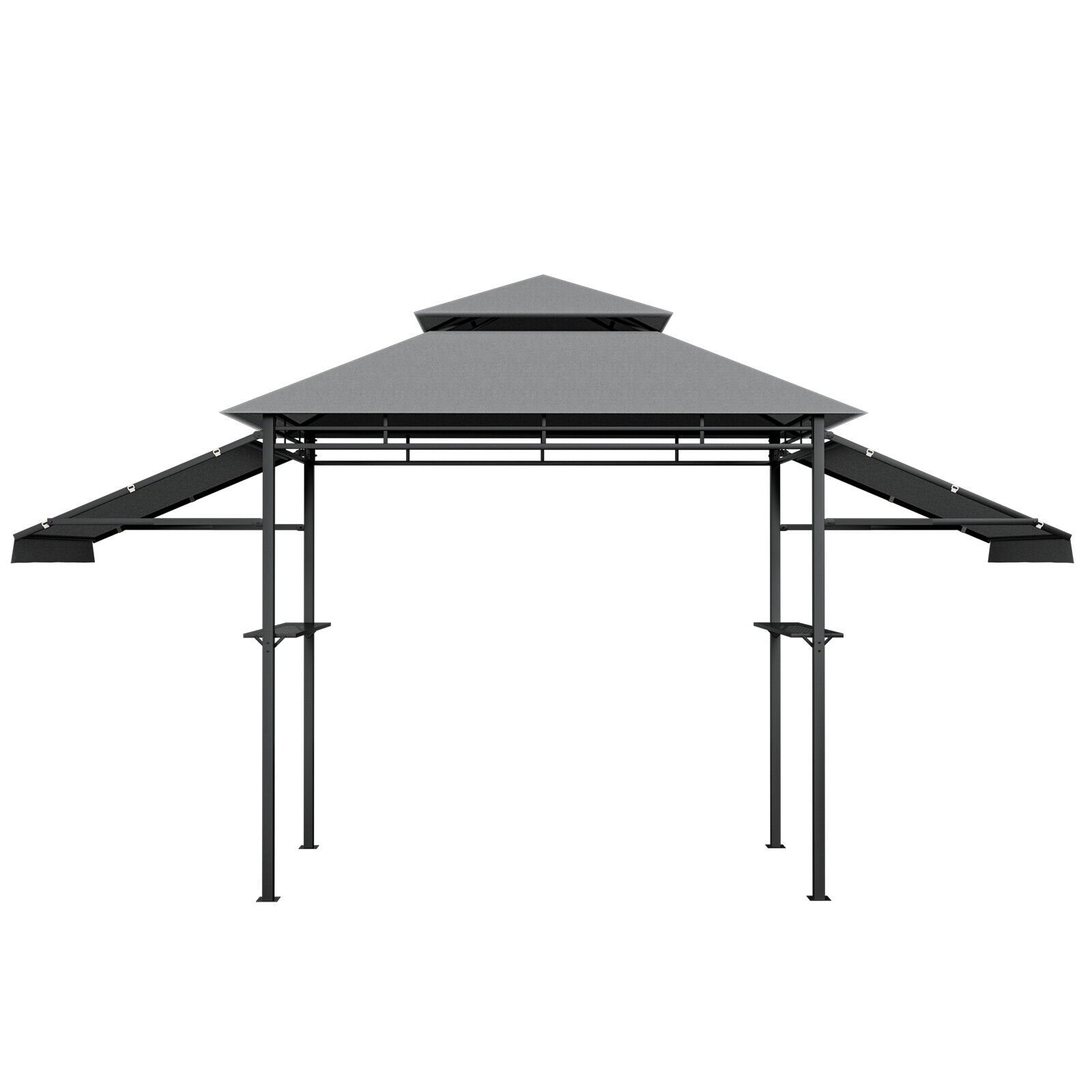 13.5 x 4 Feet Patio BBQ Grill Gazebo Canopy with Dual Side Awnings-Beige