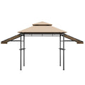 13.5 x 4 Feet Patio BBQ Grill Gazebo Canopy with Dual Side Awnings-Beige
