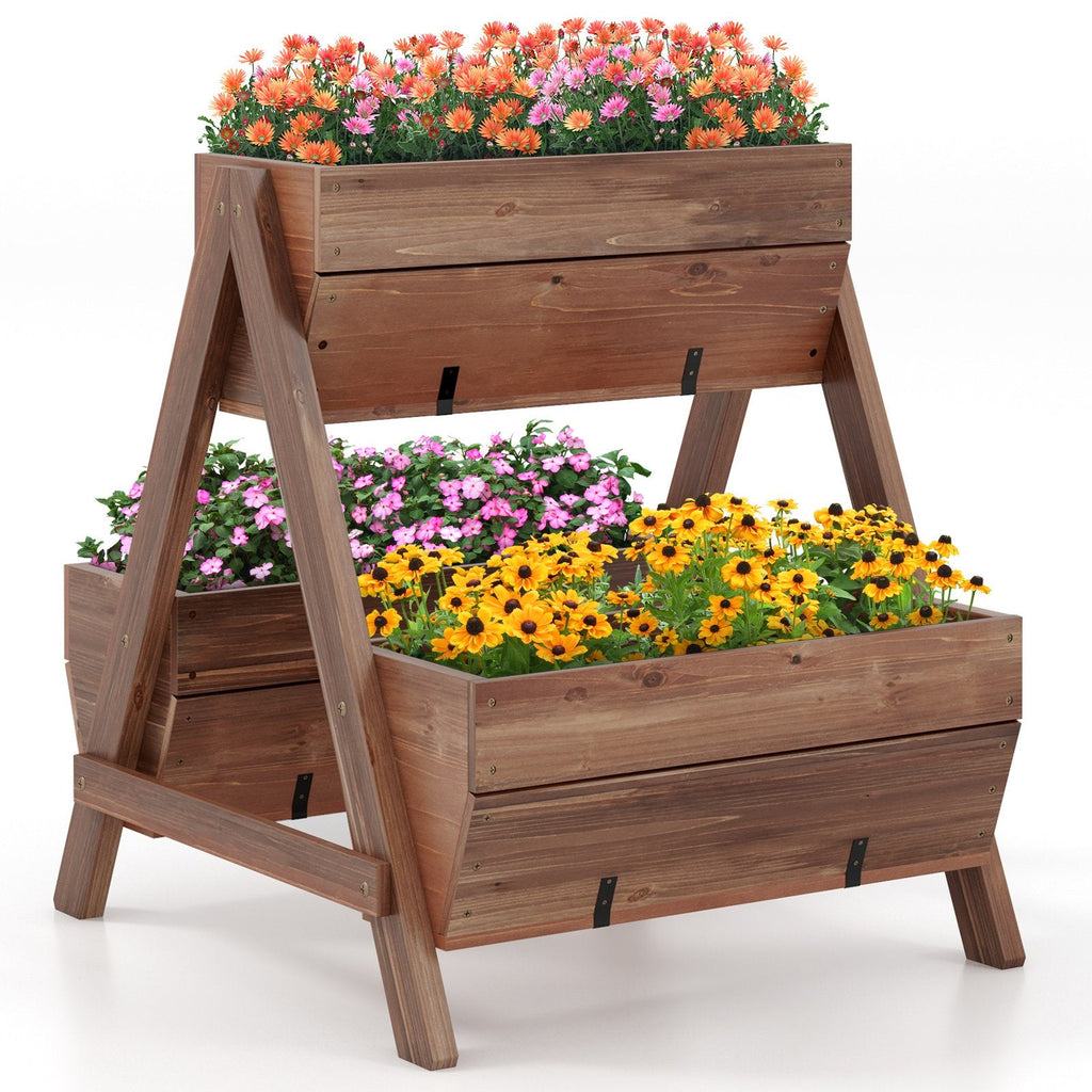 Vertical Raised Garden bed with 3 Wooden Planter Boxes-L