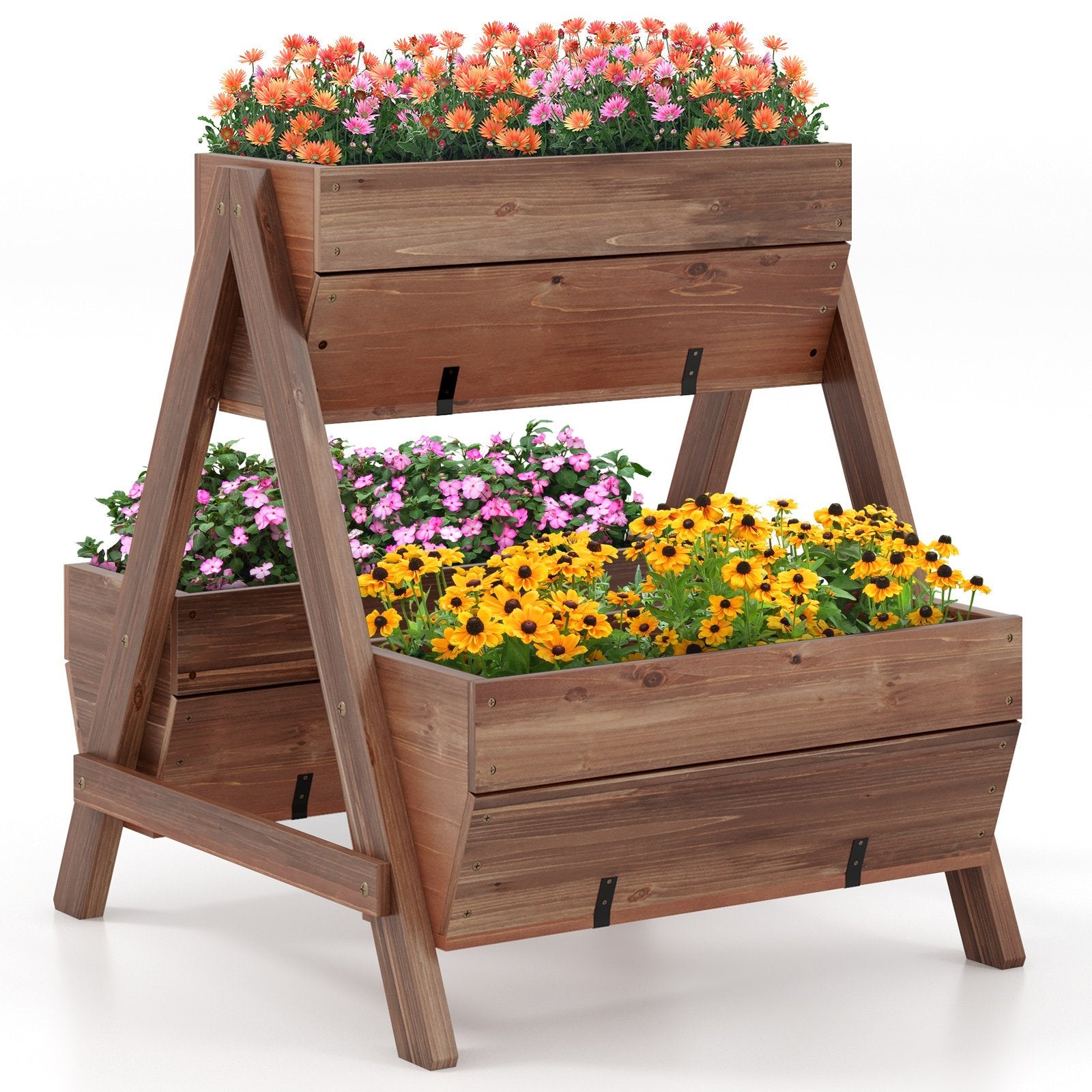 Vertical Raised Garden bed with 3 Wooden Planter Boxes-L