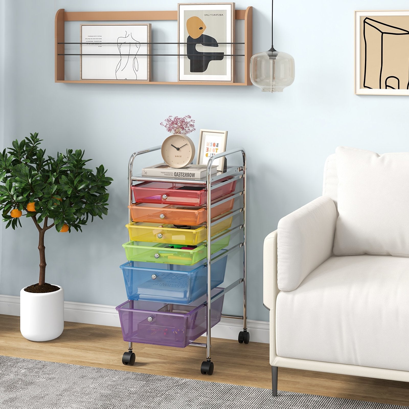 6 Drawers Rolling Storage Cart Organizer-Black