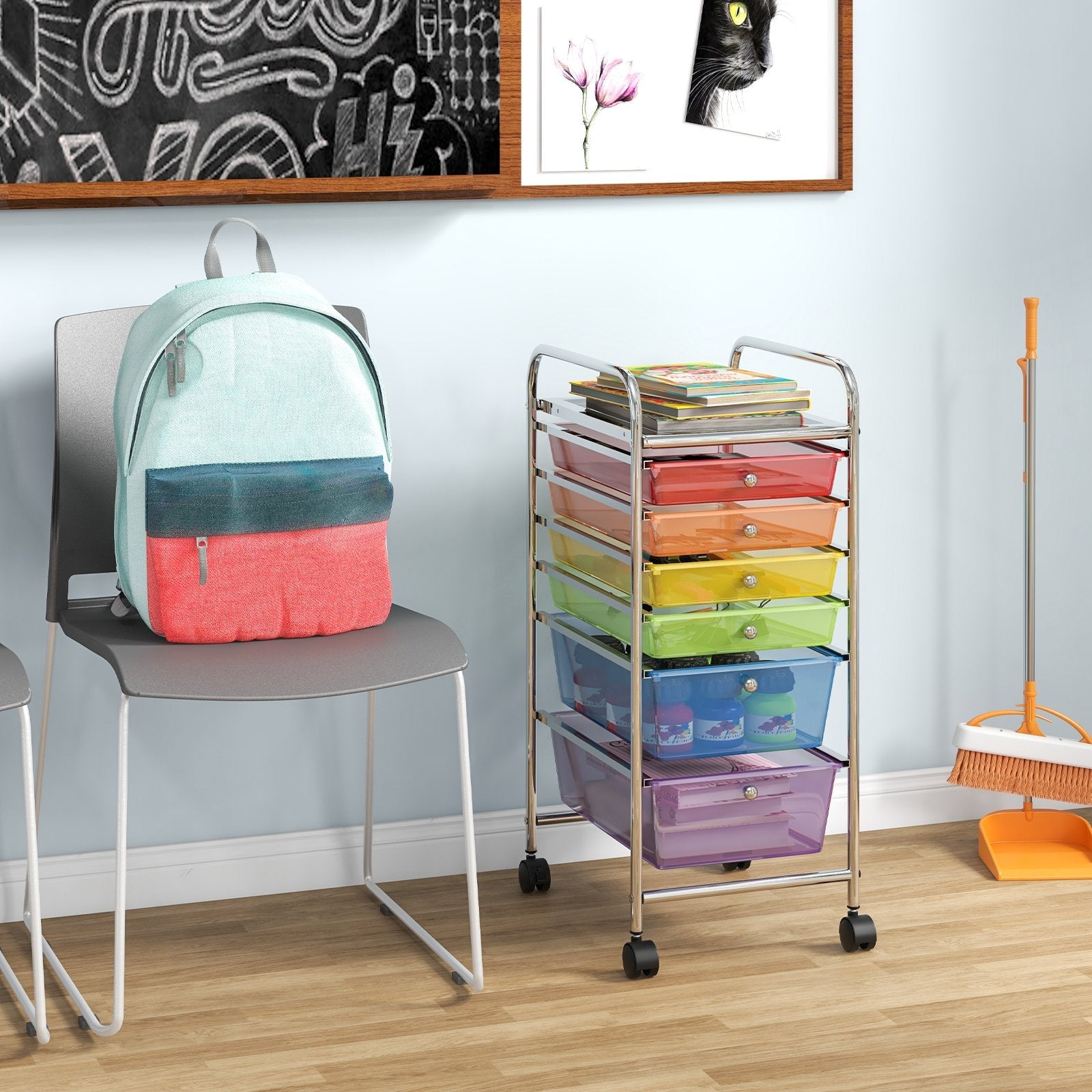 6 Drawers Rolling Storage Cart Organizer-Black
