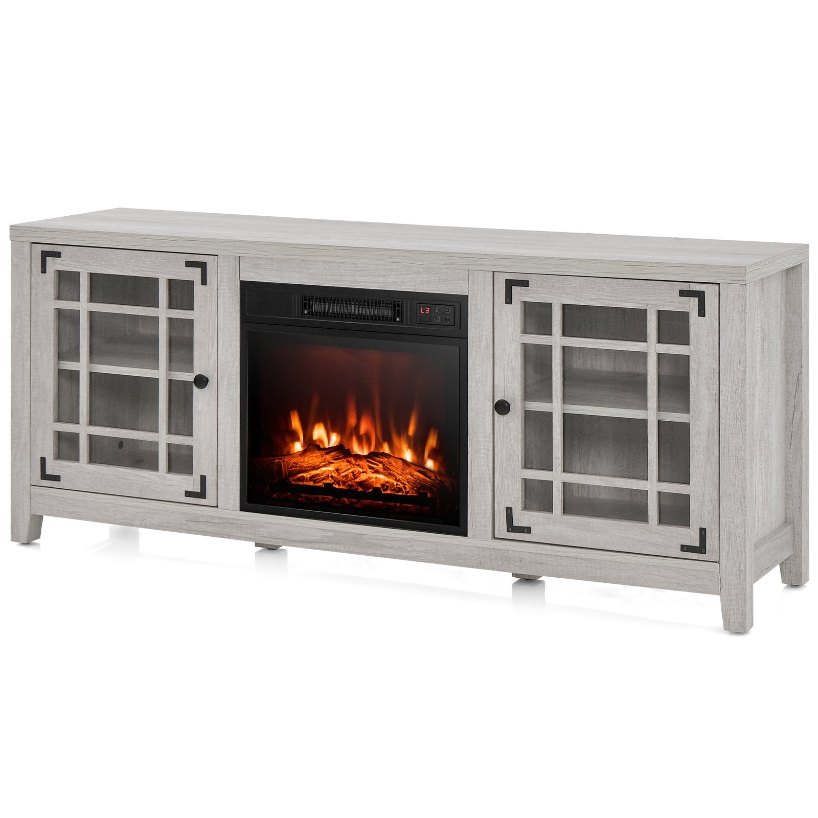 58 Inch Fireplace TV Stand with Remote Control for TVs up to 65 Inch-Black