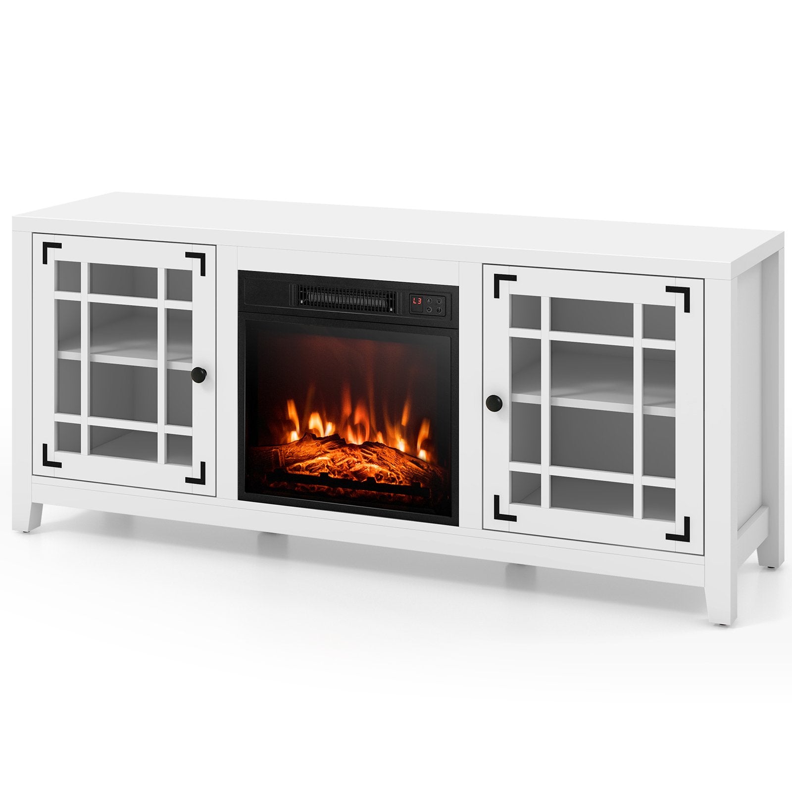 58 Inch Fireplace TV Stand with Remote Control for TVs up to 65 Inch-Black