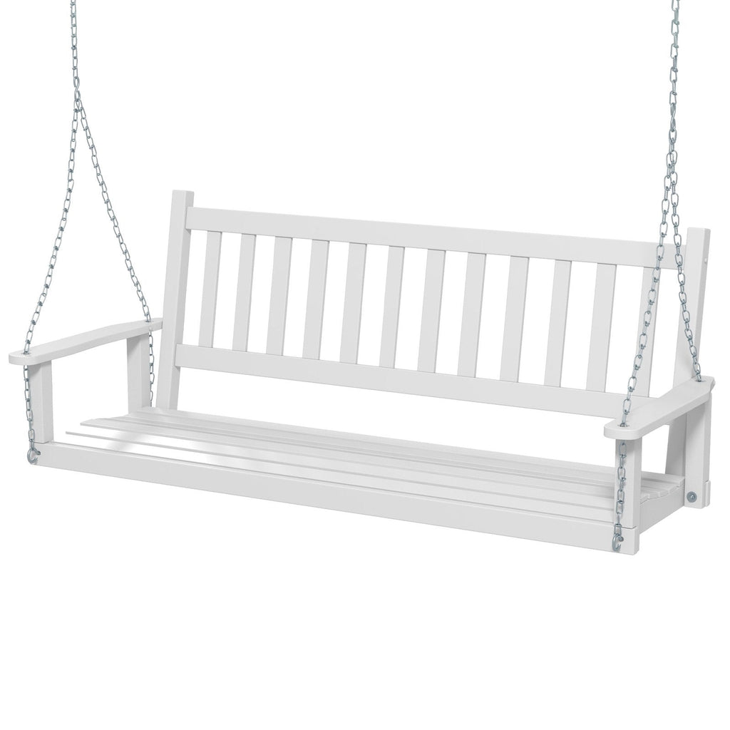 3-Person Wooden Outdoor Porch Swing with 800 lbs Weight Capacity-Brown