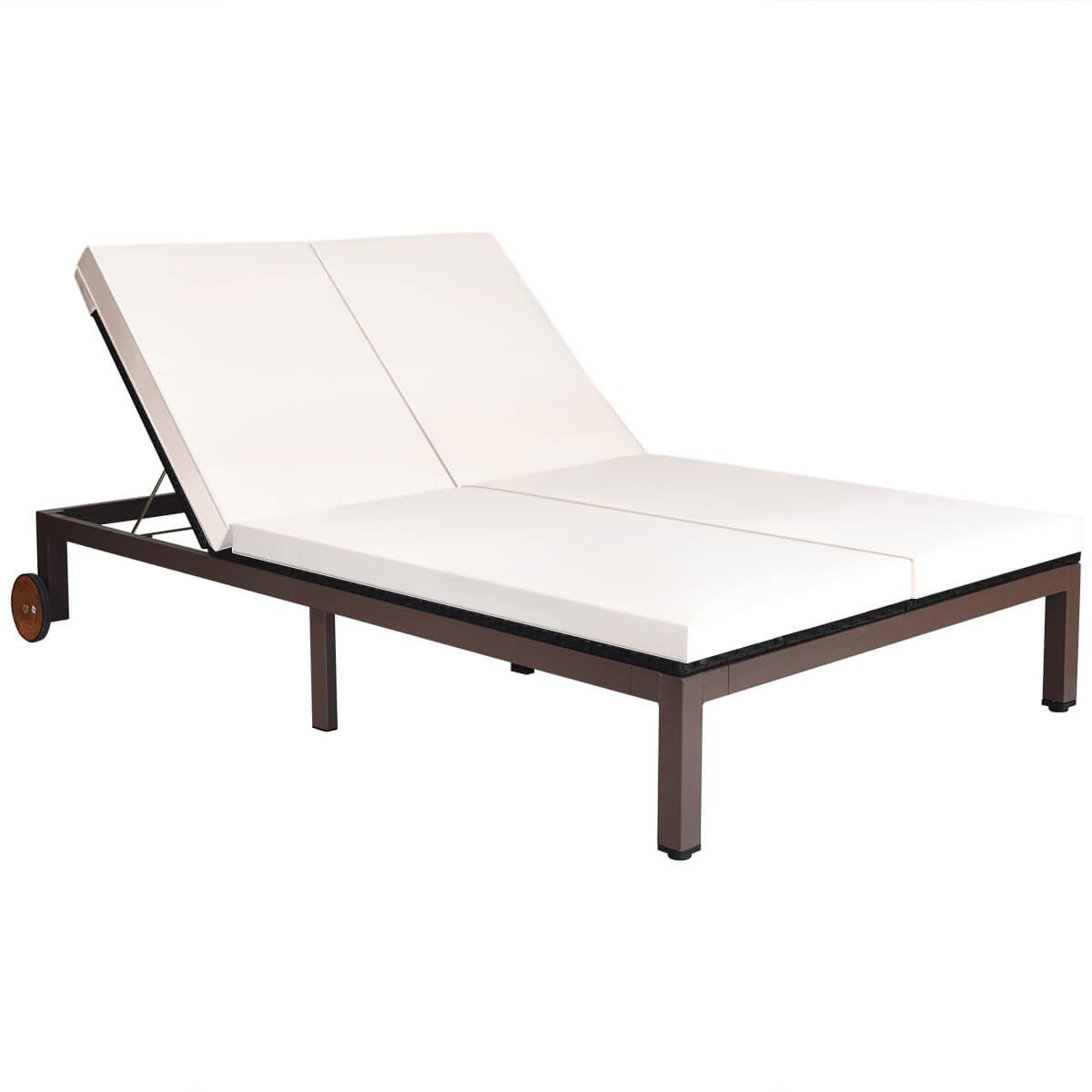 2-Person Patio Rattan Lounge Chair with Adjustable Backrest-Red