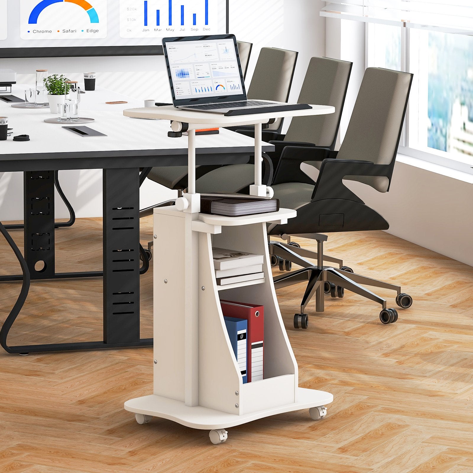 Sit-to-Stand Laptop Desk Cart Height Adjustable with Storage-Black