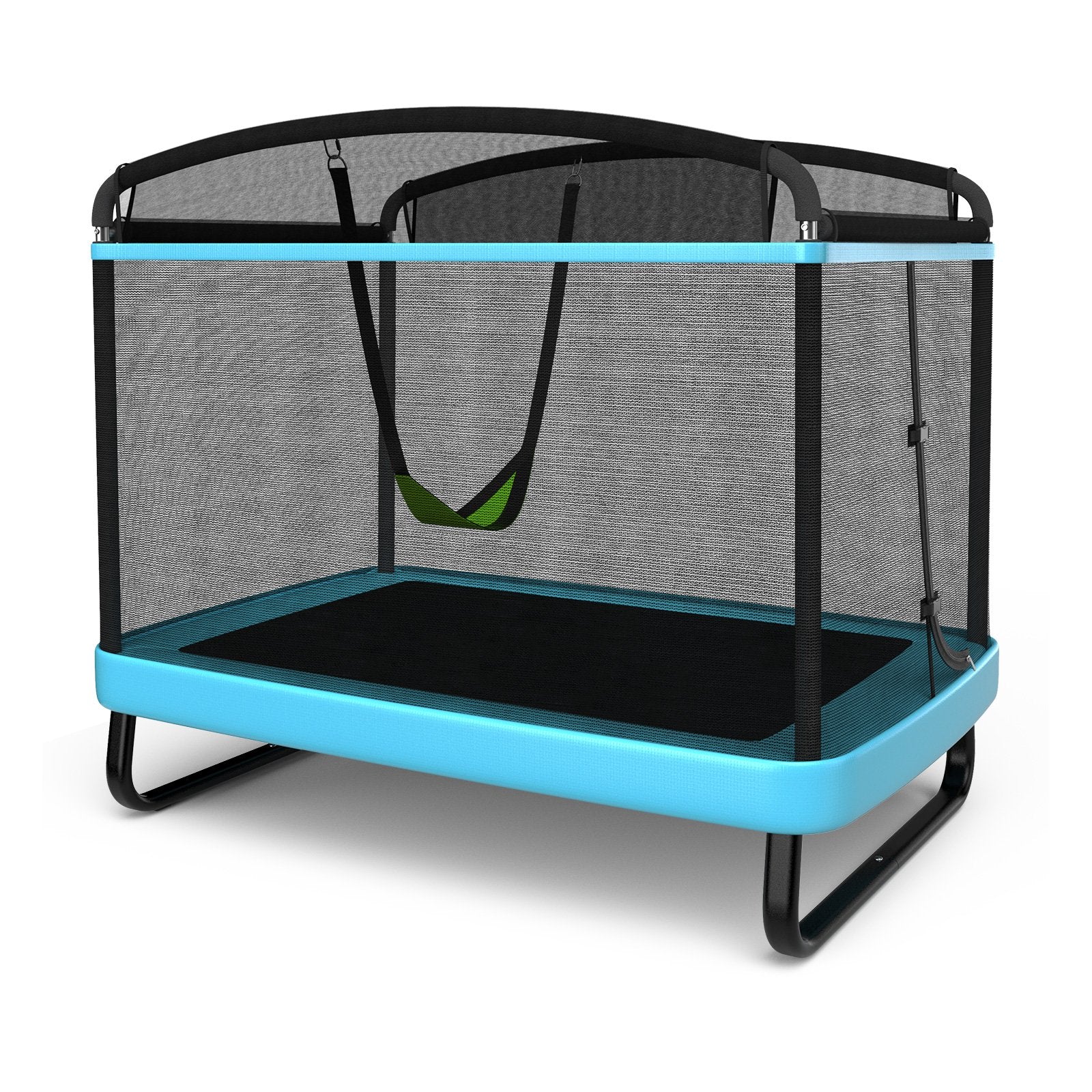 6 Feet Kids Entertaining Trampoline with Swing Safety Fence-Navy