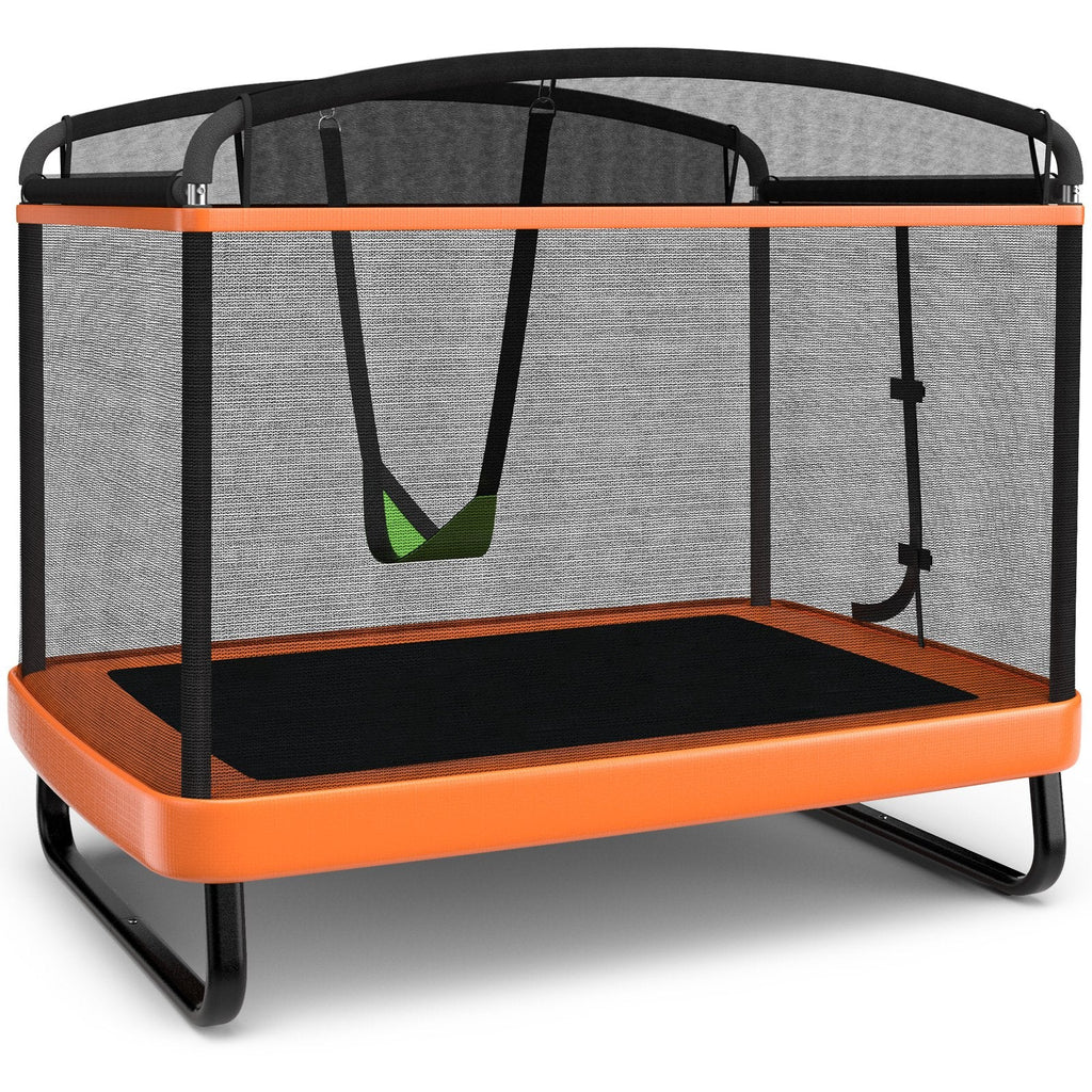 6 Feet Kids Entertaining Trampoline with Swing Safety Fence-Navy