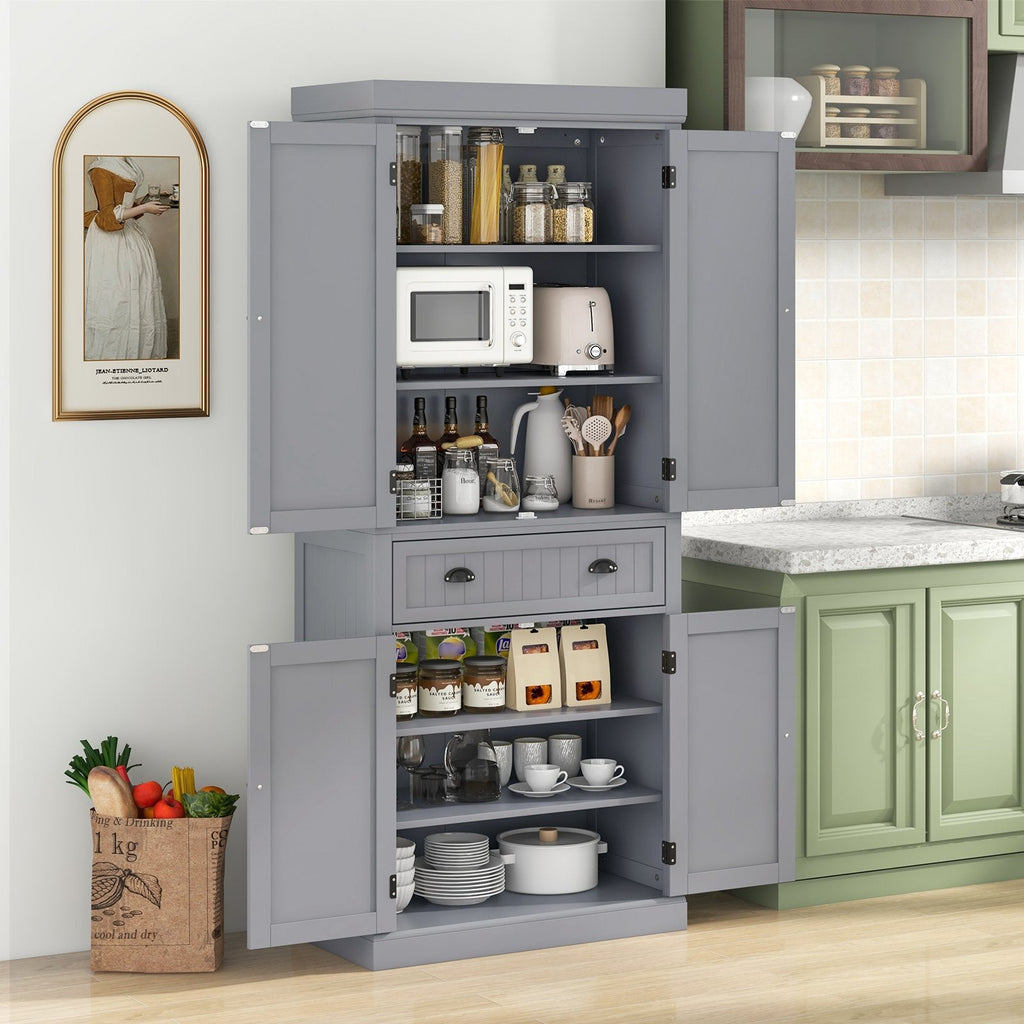 Cupboard Freestanding Kitchen Cabinet w/ Adjustable Shelves-Black