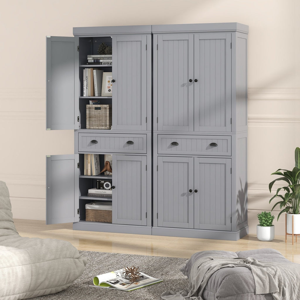 Cupboard Freestanding Kitchen Cabinet w/ Adjustable Shelves-Black