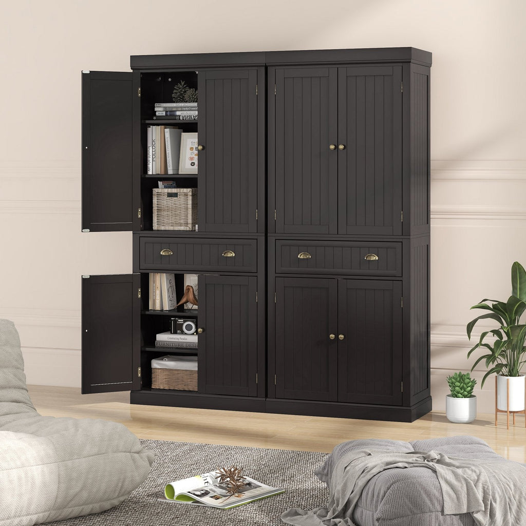 Cupboard Freestanding Kitchen Cabinet w/ Adjustable Shelves-Black