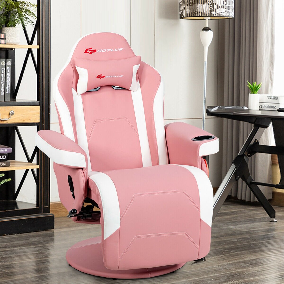 Ergonomic High Back Massage Gaming Chair with Pillow-Black