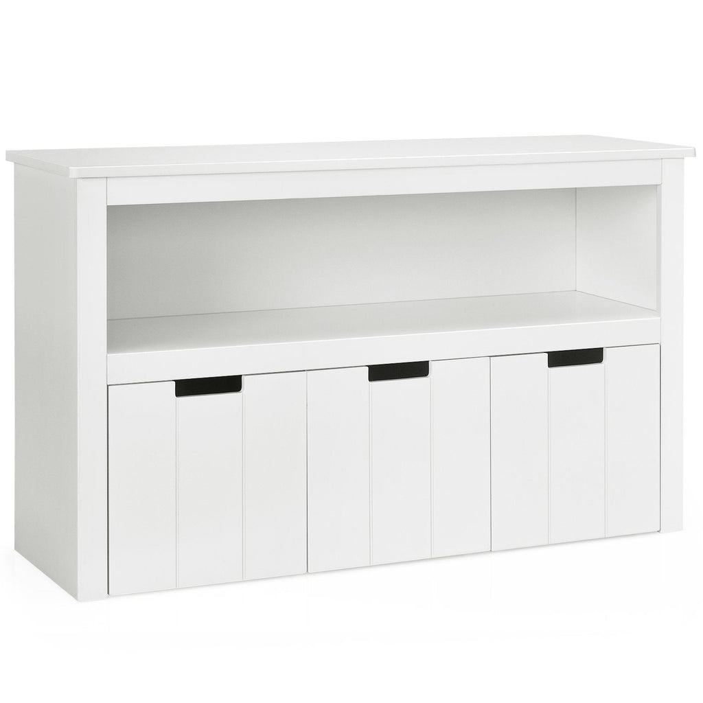 Kid Toy Storage Cabinet 3 Drawer Chest with Wheels Large Storage Cube Shelf-Black