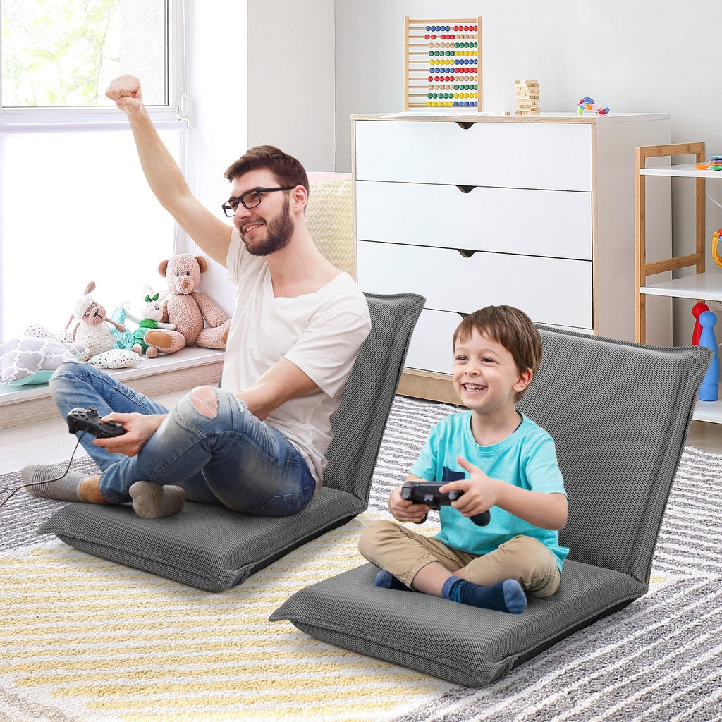 Adjustable 6 positions Folding Lazy Man Sofa Chair Floor Chair-Black