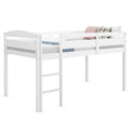 Wooden Twin Low Loft Bunk Bed with Guard Rail and Ladder-Dark Brown