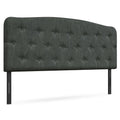 Faux Linen Headboard with Adjustable Heights-Dark Gray