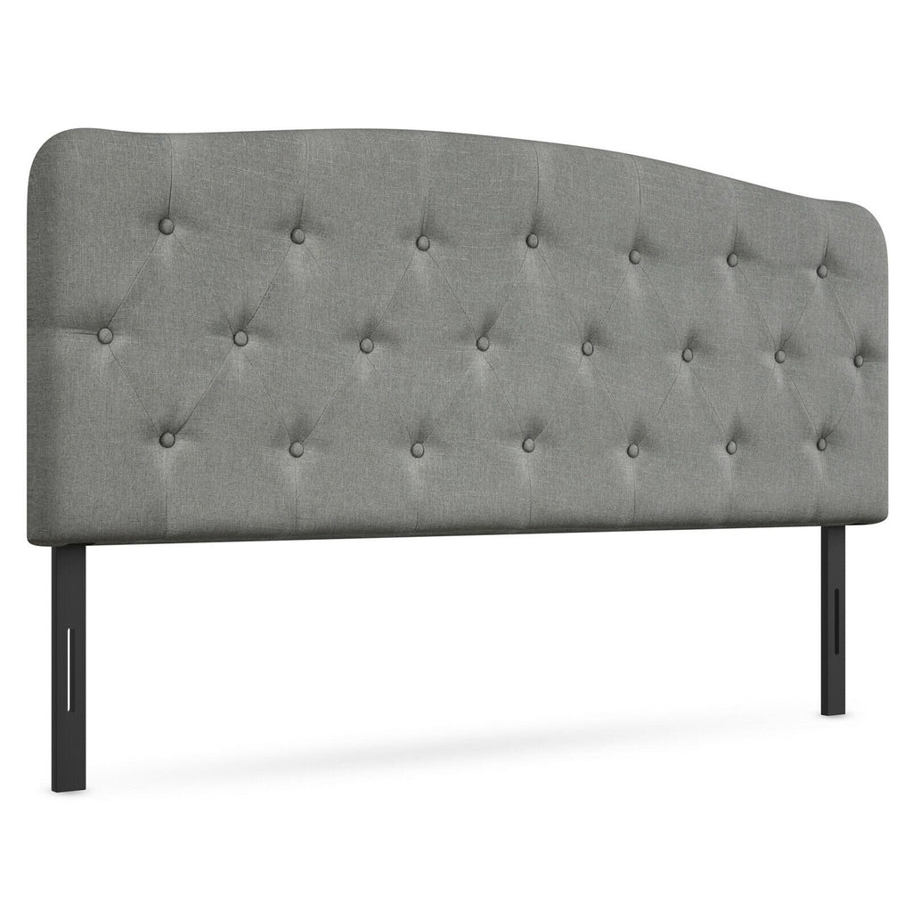 Faux Linen Headboard with Adjustable Heights-Dark Gray
