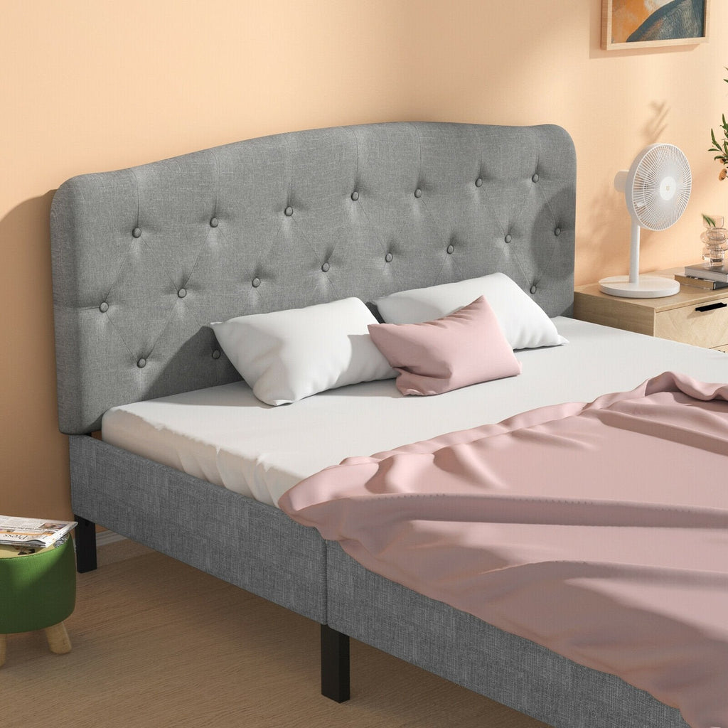 Faux Linen Headboard with Adjustable Heights-Dark Gray