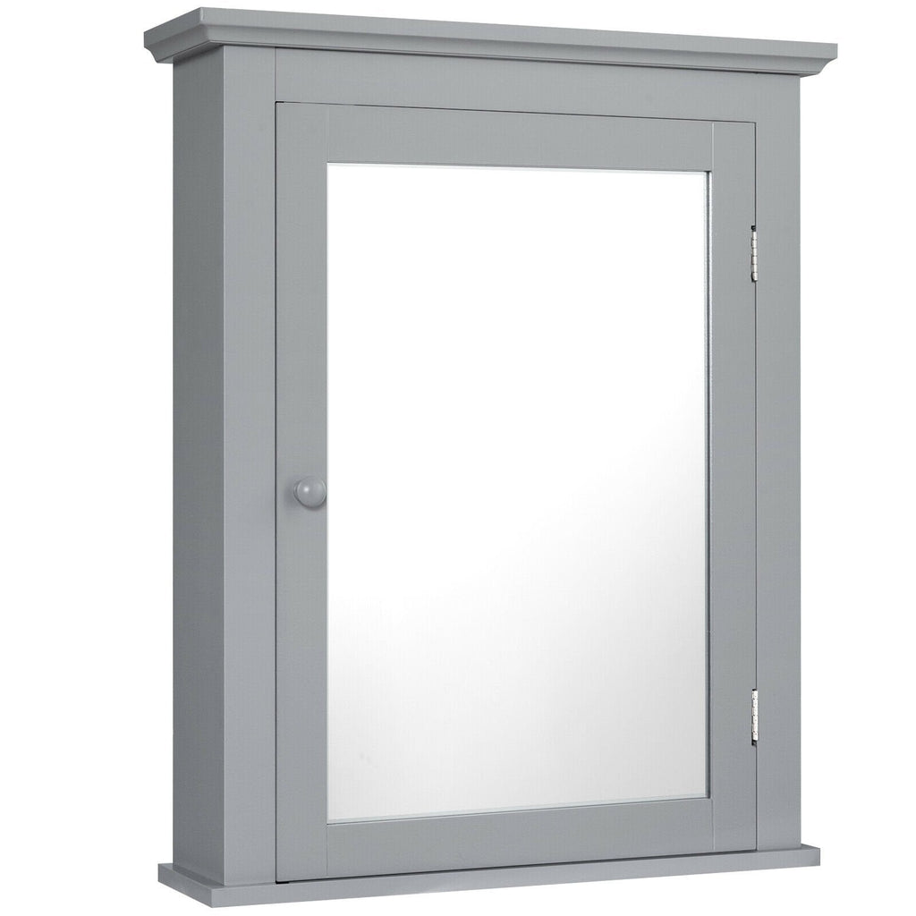 Wall Mounted Bathroom Mirror Cabinet with 5-level Height-adjustable Shelf-Black