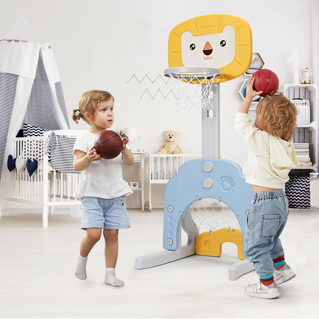 3-in-1 Adjustable Kids Basketball Hoop Sports Set-Green