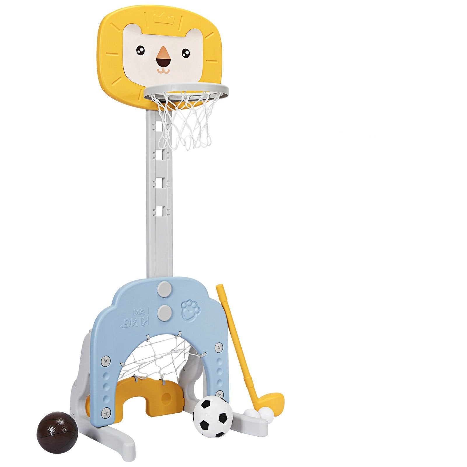 3-in-1 Adjustable Kids Basketball Hoop Sports Set-Green