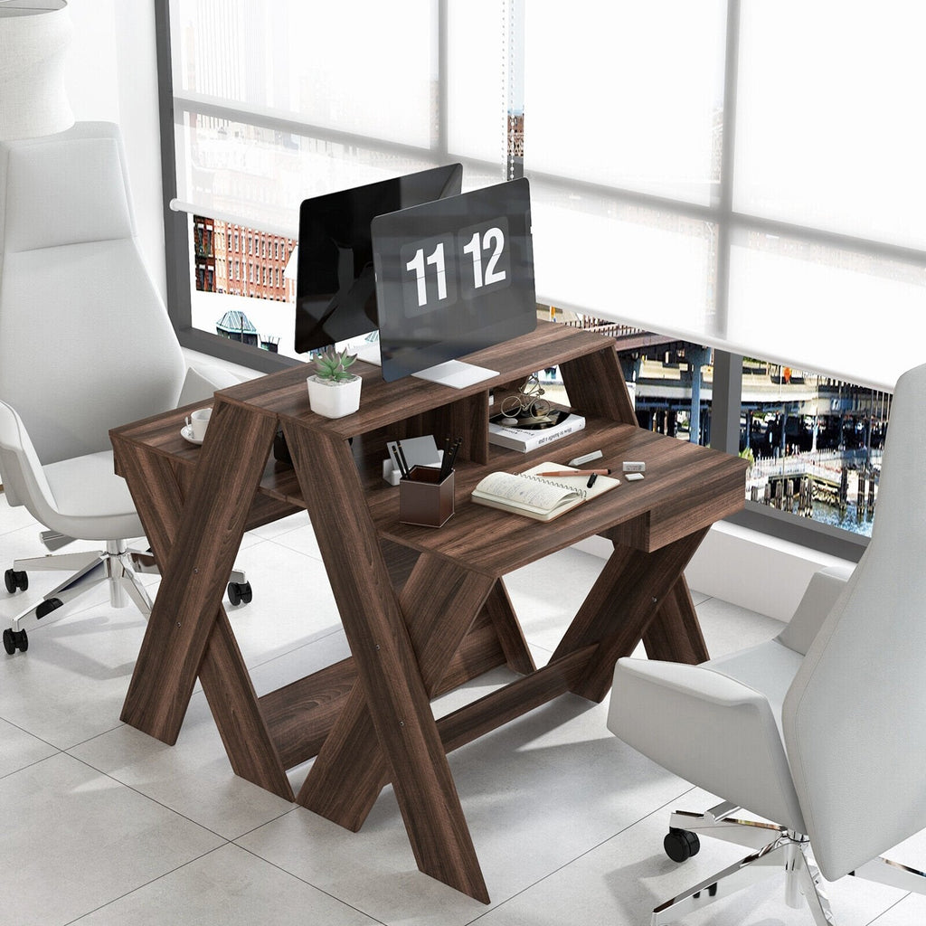 Small Computer Desk with Storage Drawer-Black