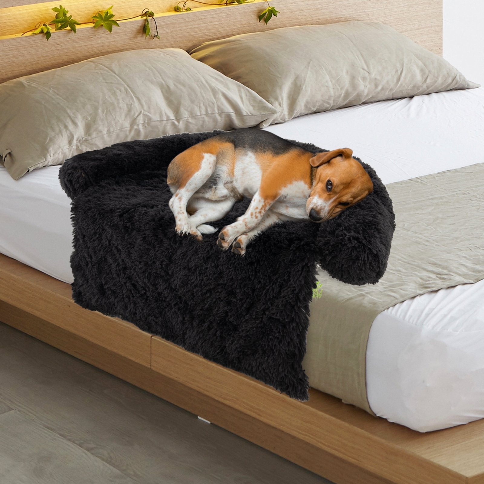 Plush Calming Dog Couch Bed with Anti-Slip Bottom-S