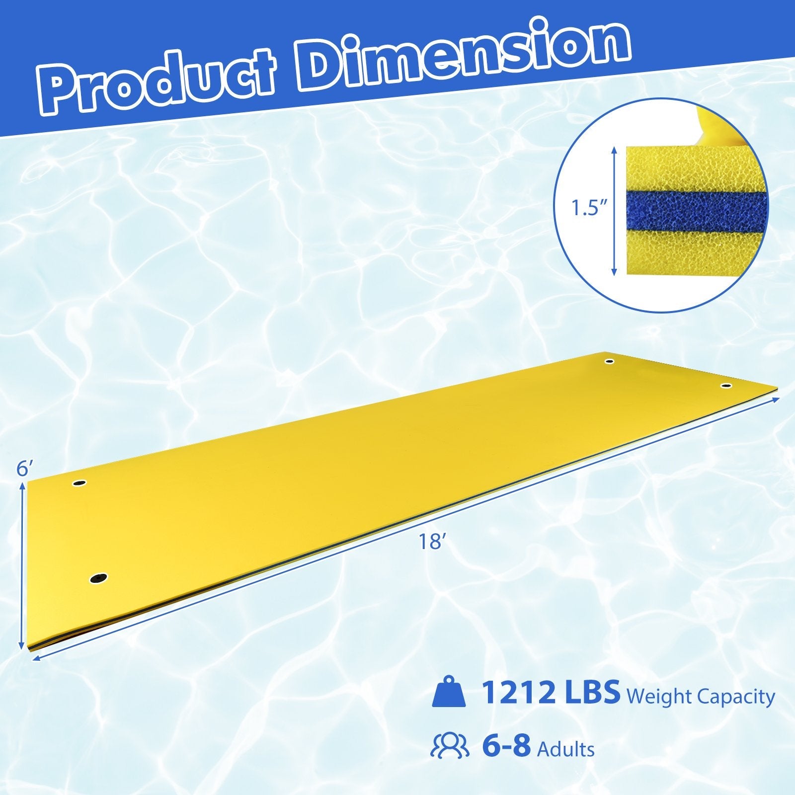 3 Layer Water Pad Foam Mat-Blue