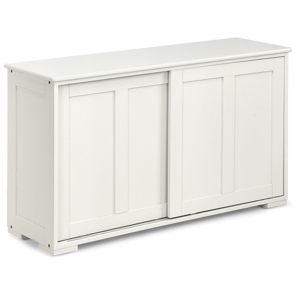 Kitchen Storage Cupboard Cabinet with Sliding Door-Black