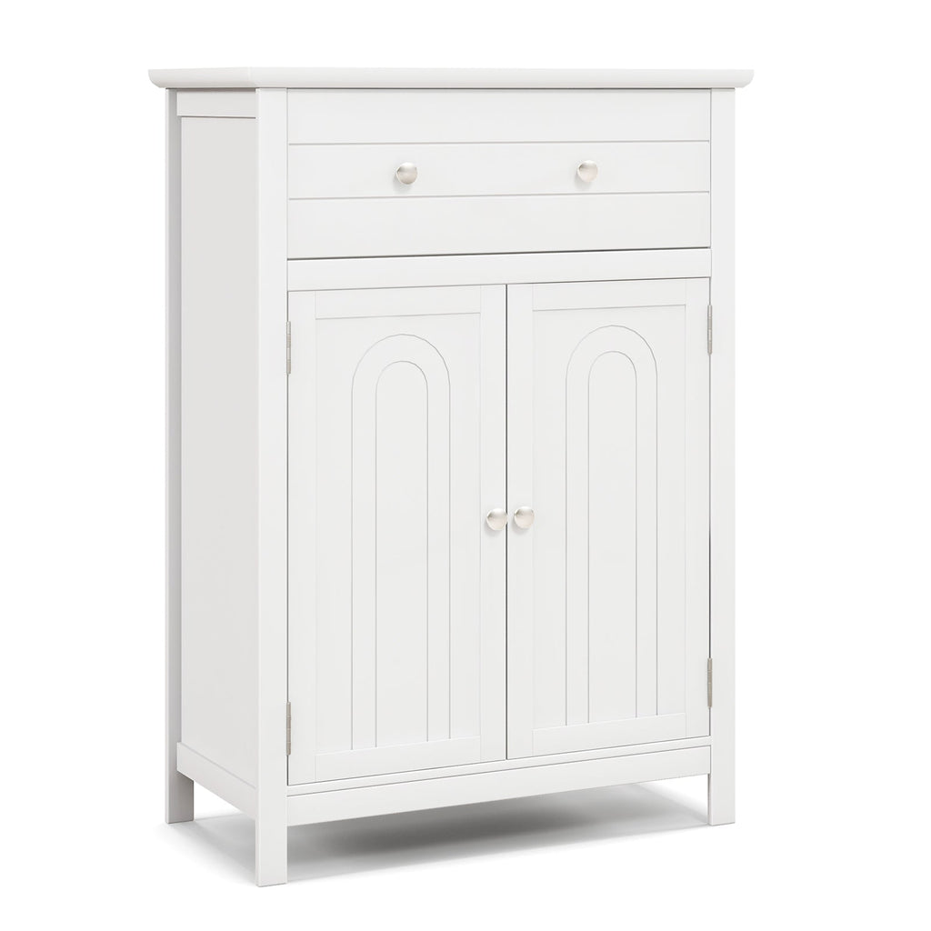 2-Door Freestanding Bathroom Cabinet with Drawer and Adjustable Shelf-Black