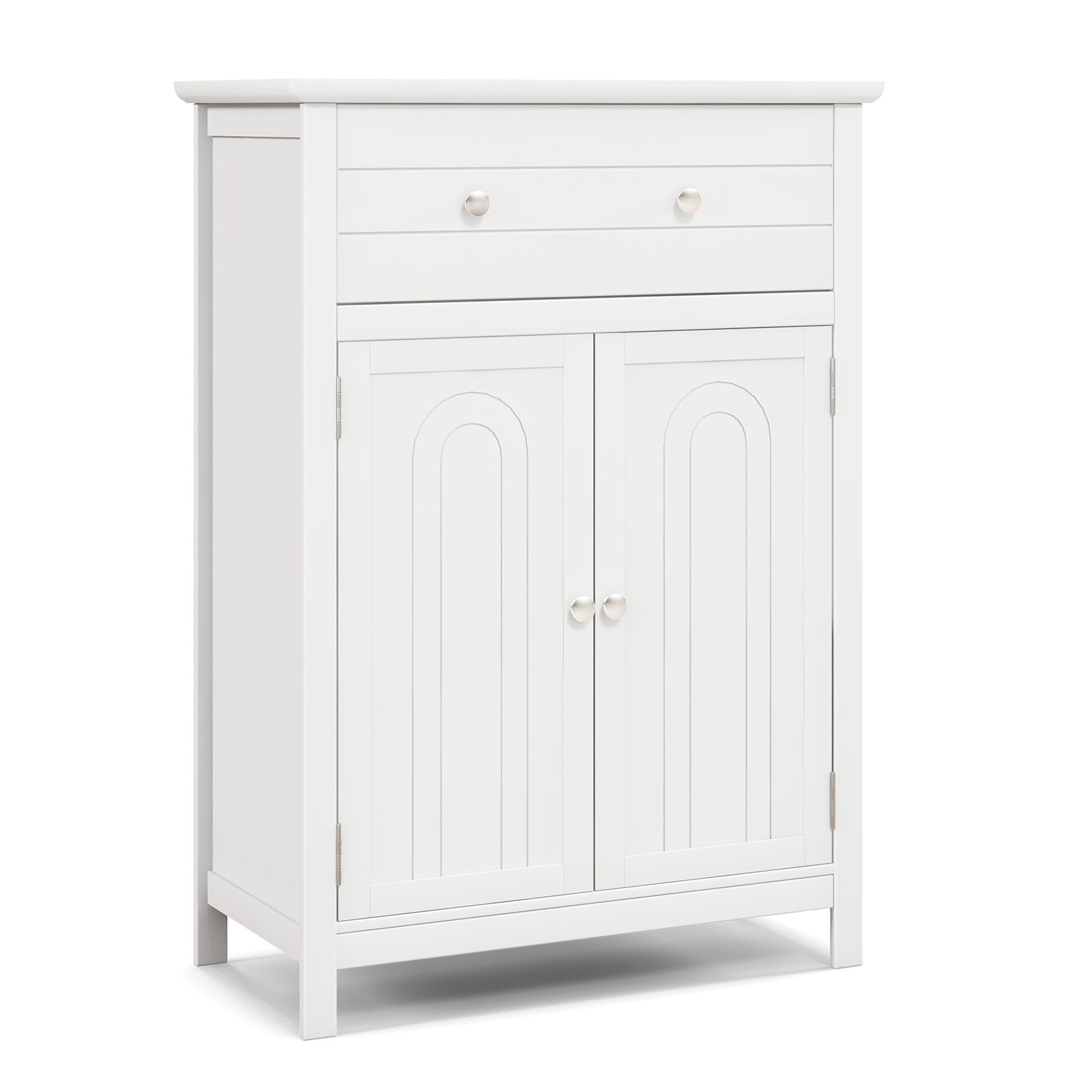 2-Door Freestanding Bathroom Cabinet with Drawer and Adjustable Shelf-Black