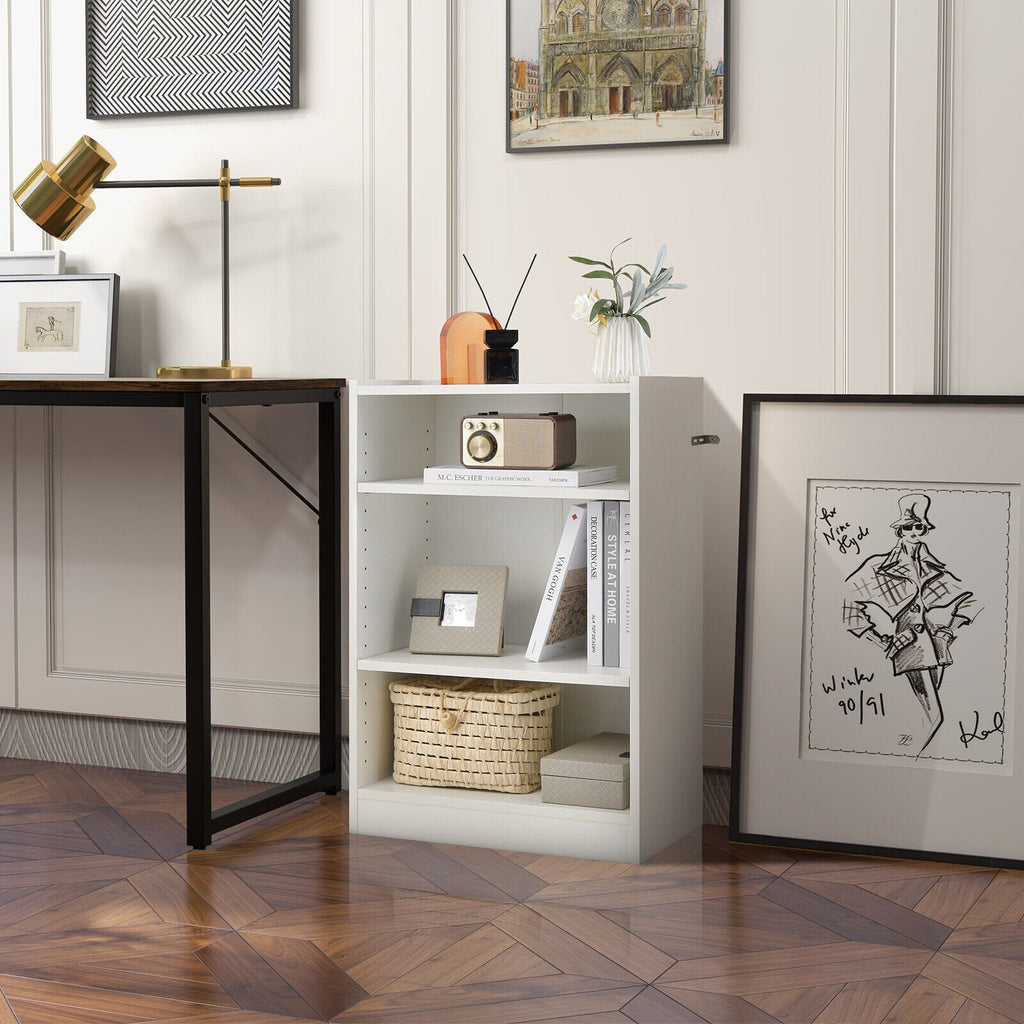 3-Tier Bookcase Open Display Rack Cabinet with Adjustable Shelves-Black