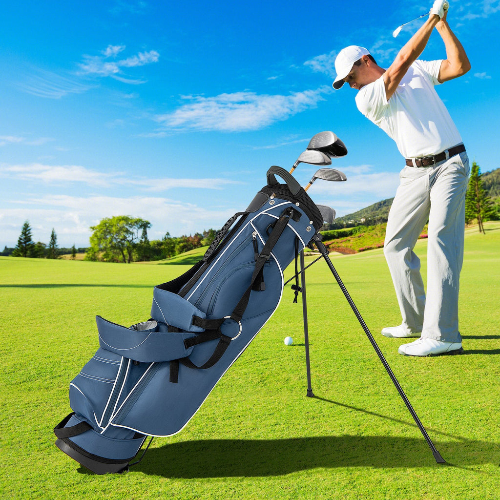 Golf Stand Cart Bag with 4 Way Divider Carry Organizer Pockets-Black
