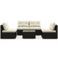 5 Pieces Outdoor Patio Furniture Set with Cushions and Coffee Table